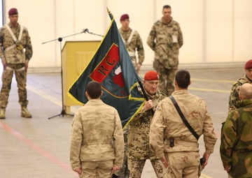 Incoming ISAF Regional Command North Commander Maj. Gen. Markus Kneip returns the command pendant to the color guard