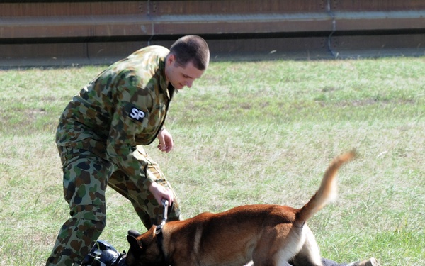 Australian RAAF Military Working Dogs show 132FW members what they're made of.