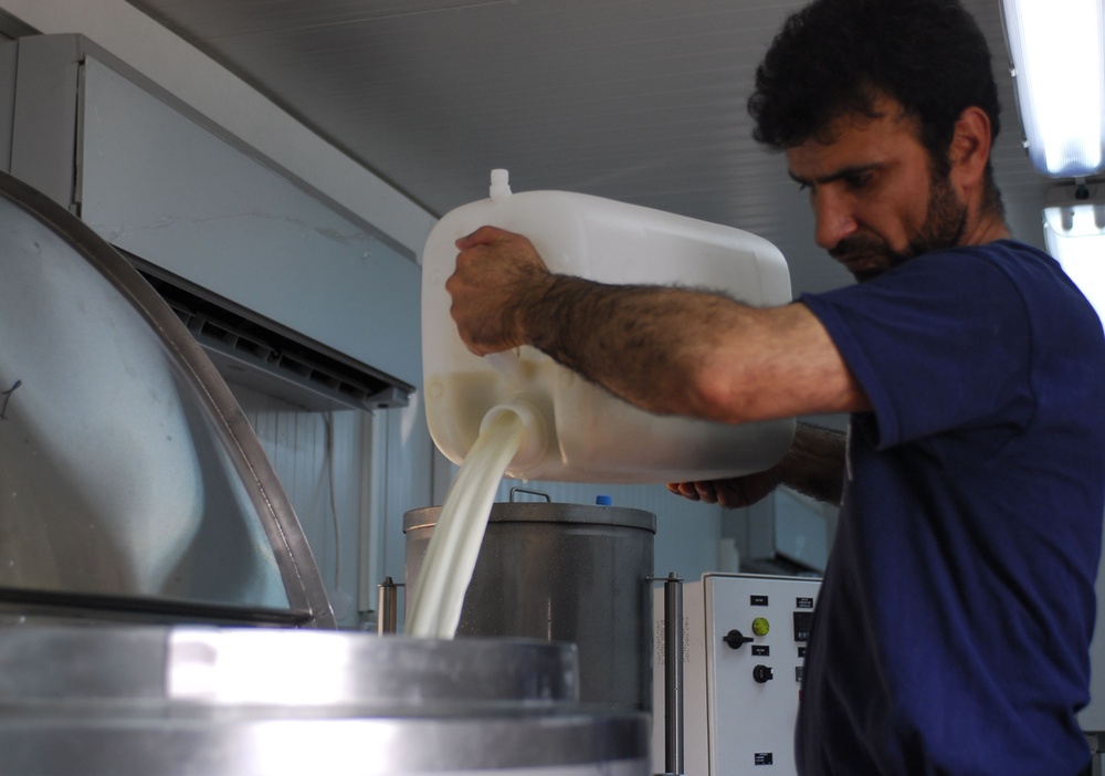 Dairy specialist demonstrates micro-dairy production.