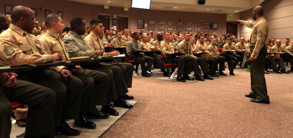 Welcome to the ranks: Newly selected staff sergeants attend orientation course at Pendleton