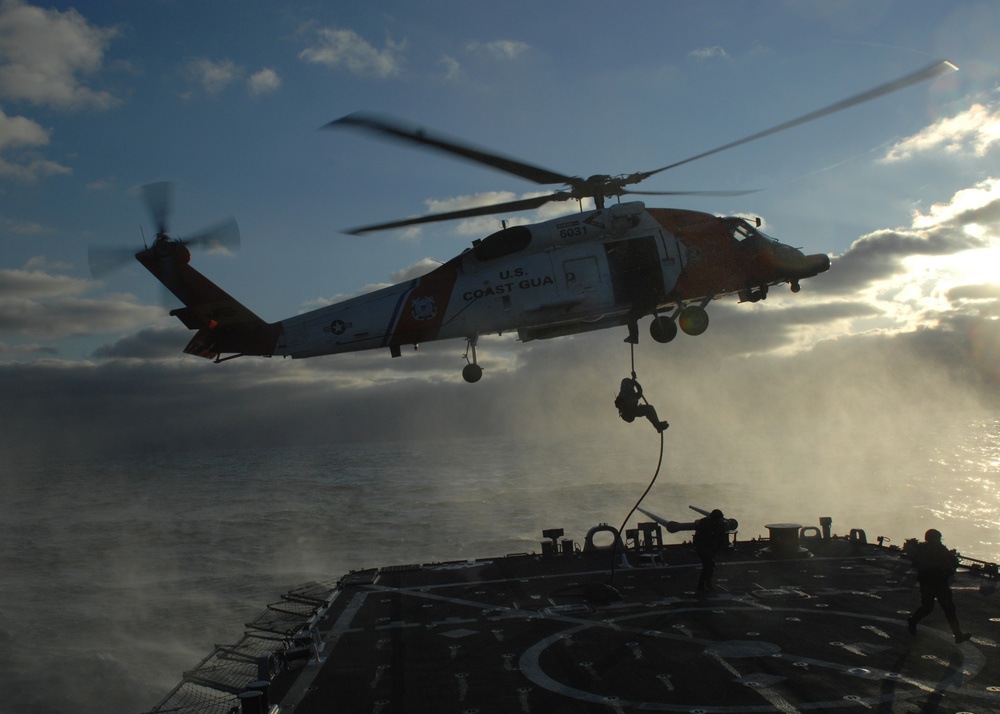 Fast Rope Exercise Aboard USS Mitscher