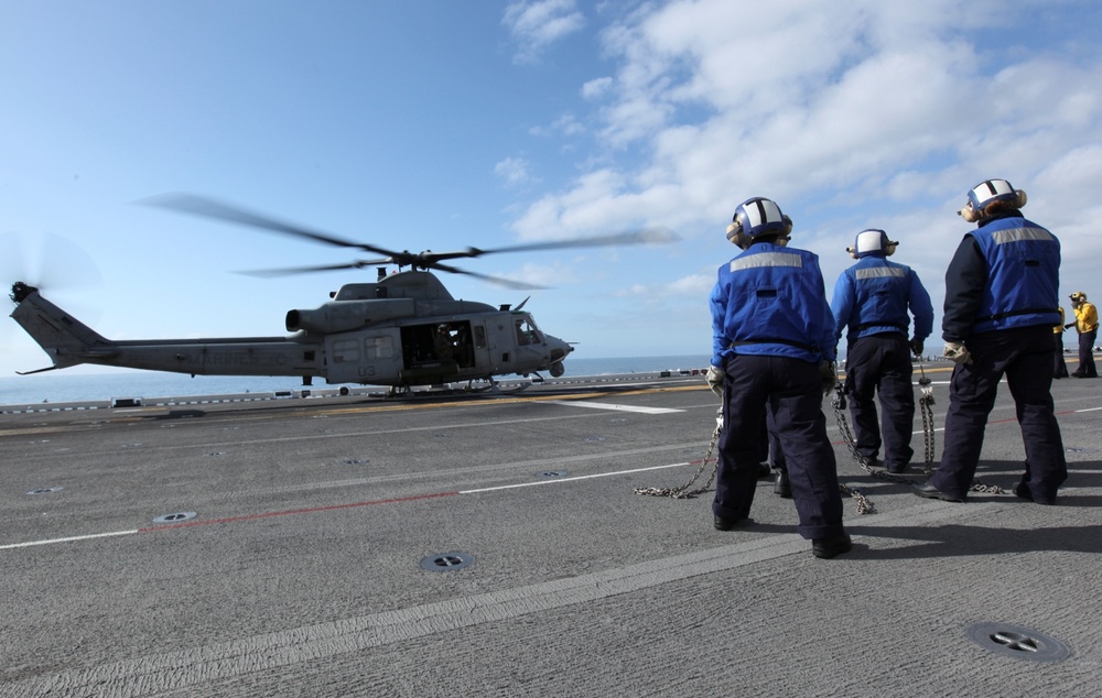 A UH1-Y Huey Lands Aboard USS Makin Island