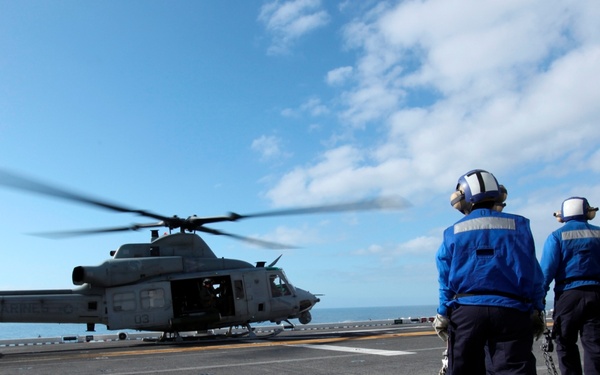 A UH1-Y Huey Lands Aboard USS Makin Island