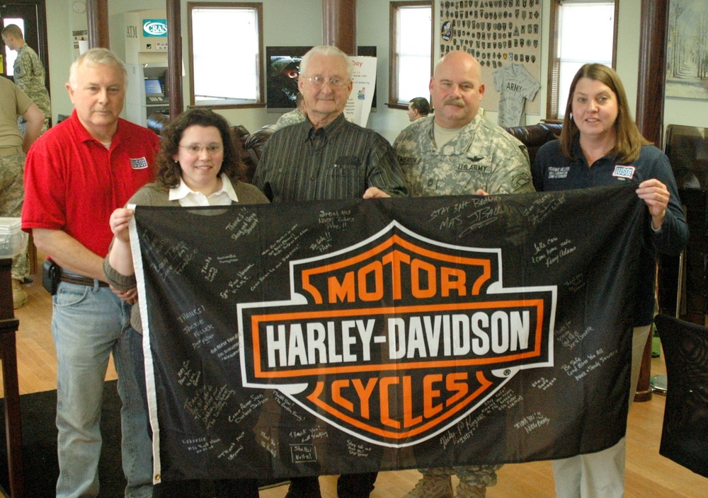 Donation by Southside Harley-Davidson to the USO at at Camp Atterbury Joint Maneuver Training Center