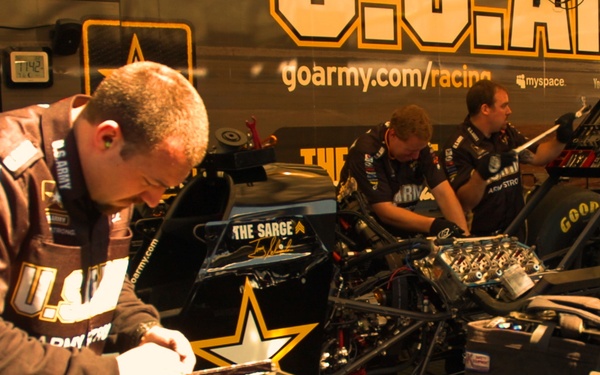Pit crew works on The Sarge