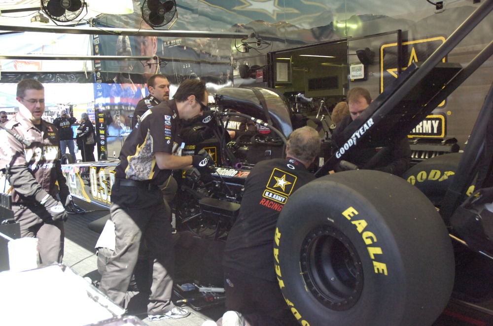 Pit crew works on The Sarge