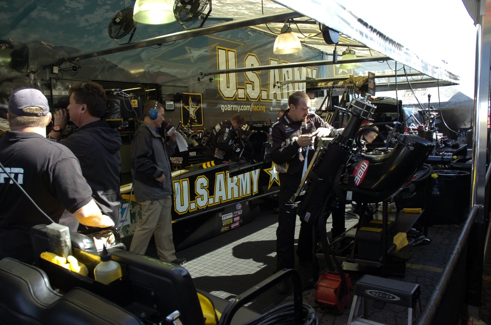 Pit crew works on The Sarge