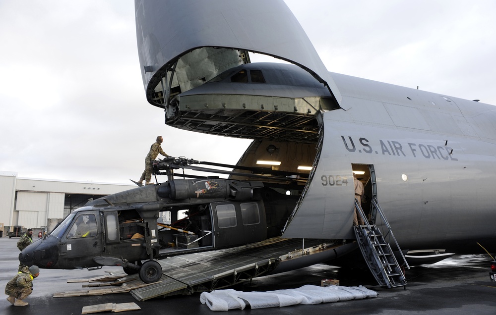C-5s providing 'muscle' for multi-modal helo swap-out missions to Afghanistan