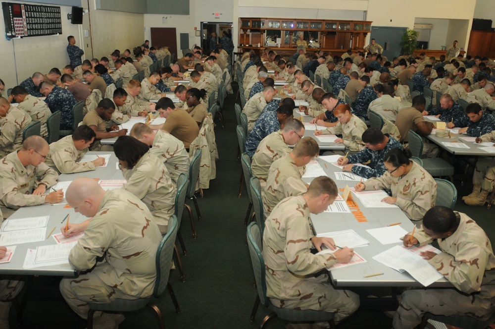 Sailors Take E-6 Advancement Exam in Guantanamo Boy