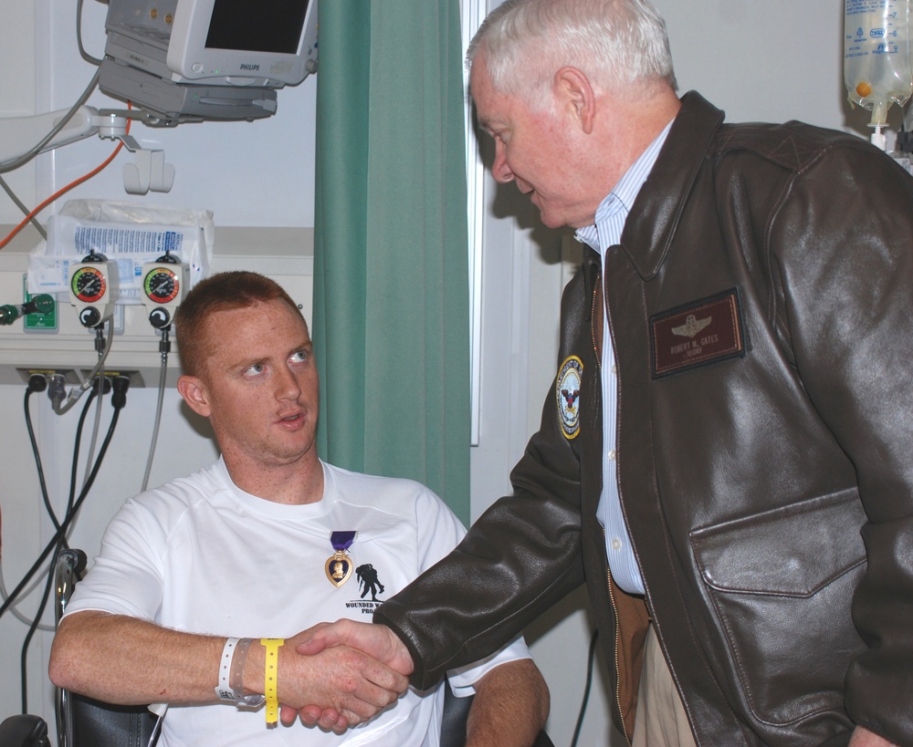 SECDEF visits wounded soldiers at Bagram hospital