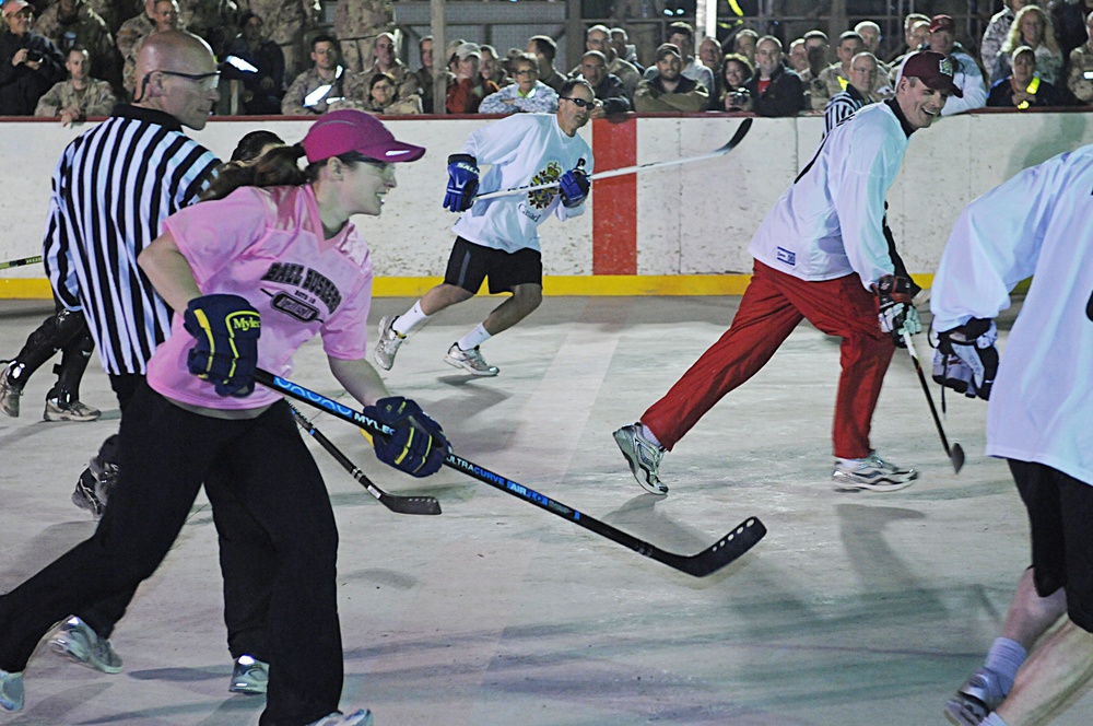 All-female floor hockey team battles NHL greats