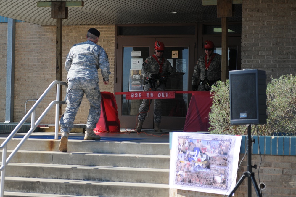 Engineer soldiers cut ribbon