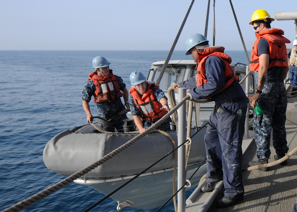 USS Carter Hall Lowers a RHIB