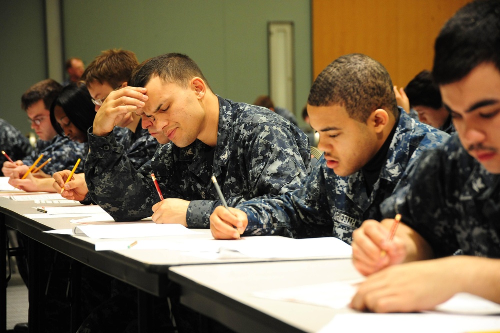 USS Theodore Roosevelt's Sailors Take Advancement Exam
