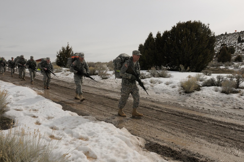 96th SB Best Warriors ruck march back to Camp Williams