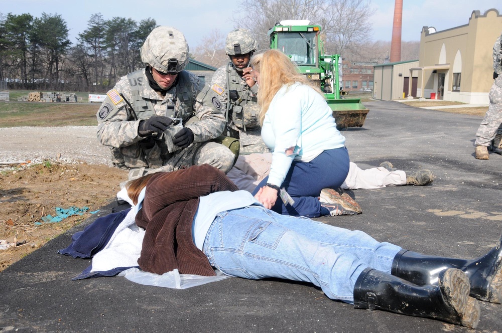 Military Police practice treating casualties