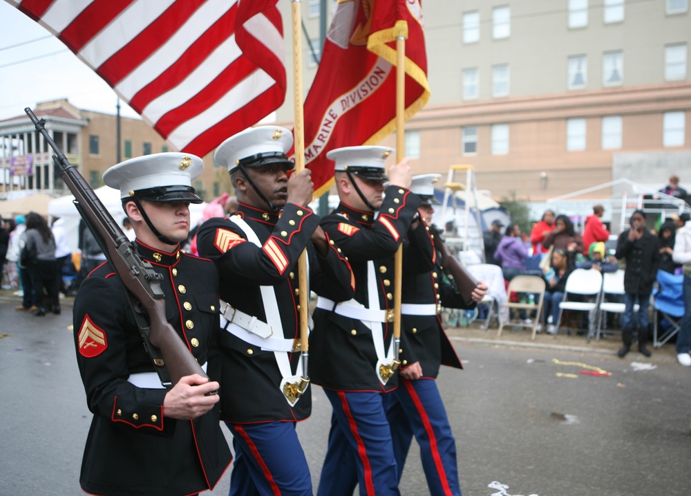 2nd Marine Division Band ignites the Mardi Gras crowd