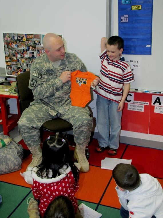 Soldier on leave thanks Michigan first graders for generosity, patriotism