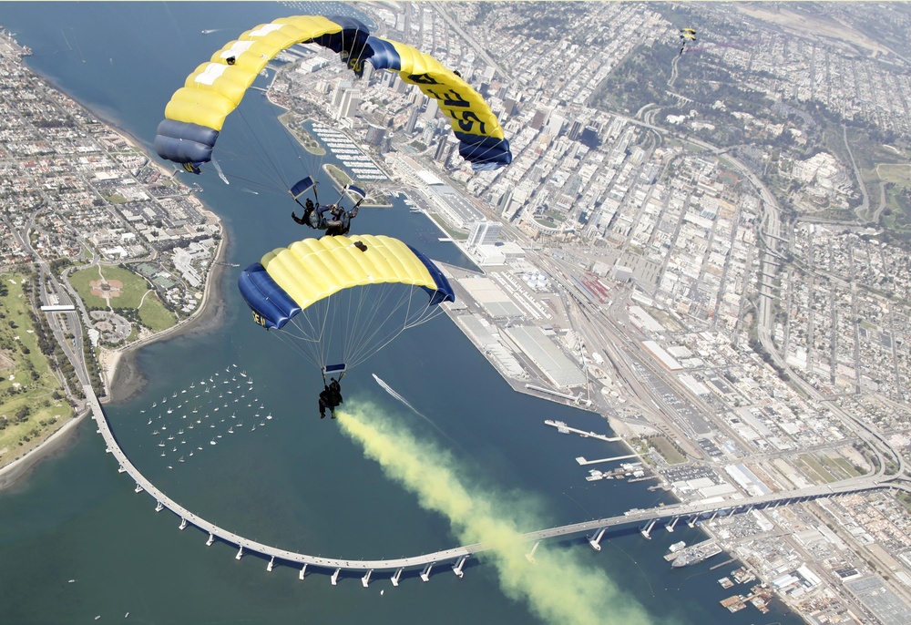 US Navy Parachute Team Above NAB Coronado
