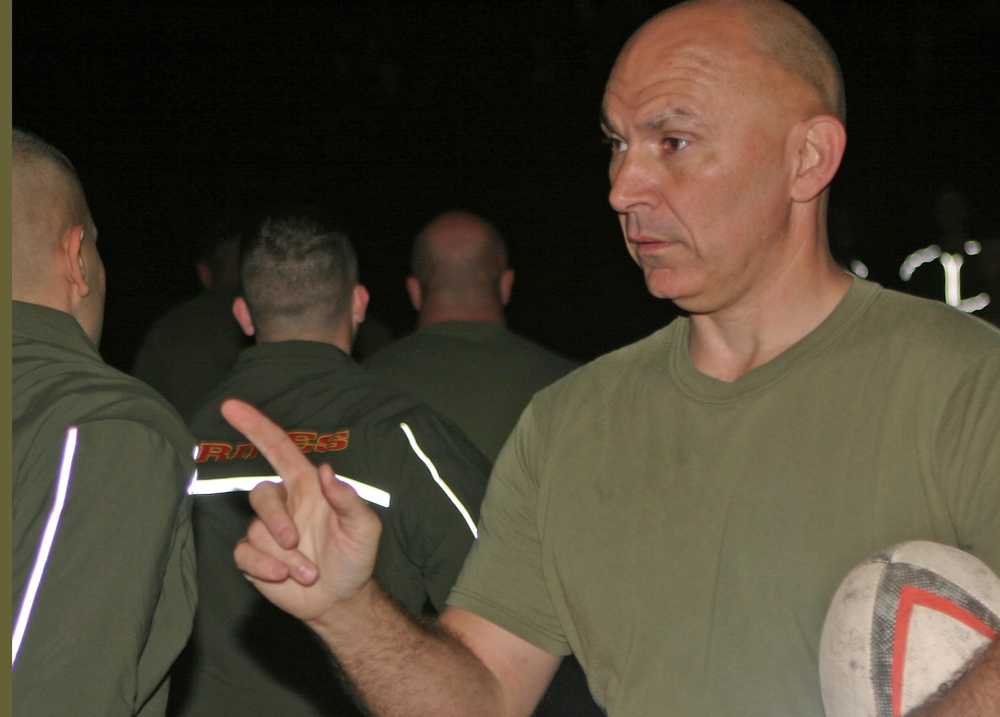 Battalion sergeant major has a ball with young Marines