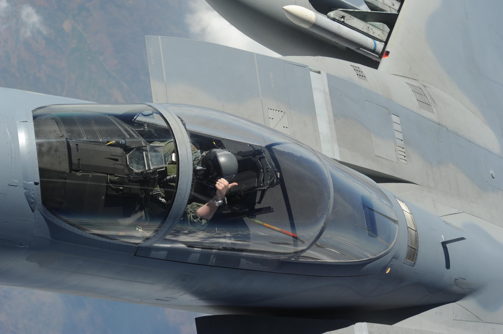 COPE TIGER 2011 KC-135 Refuels 44th Expeditionary Fighter Squadron  f-15