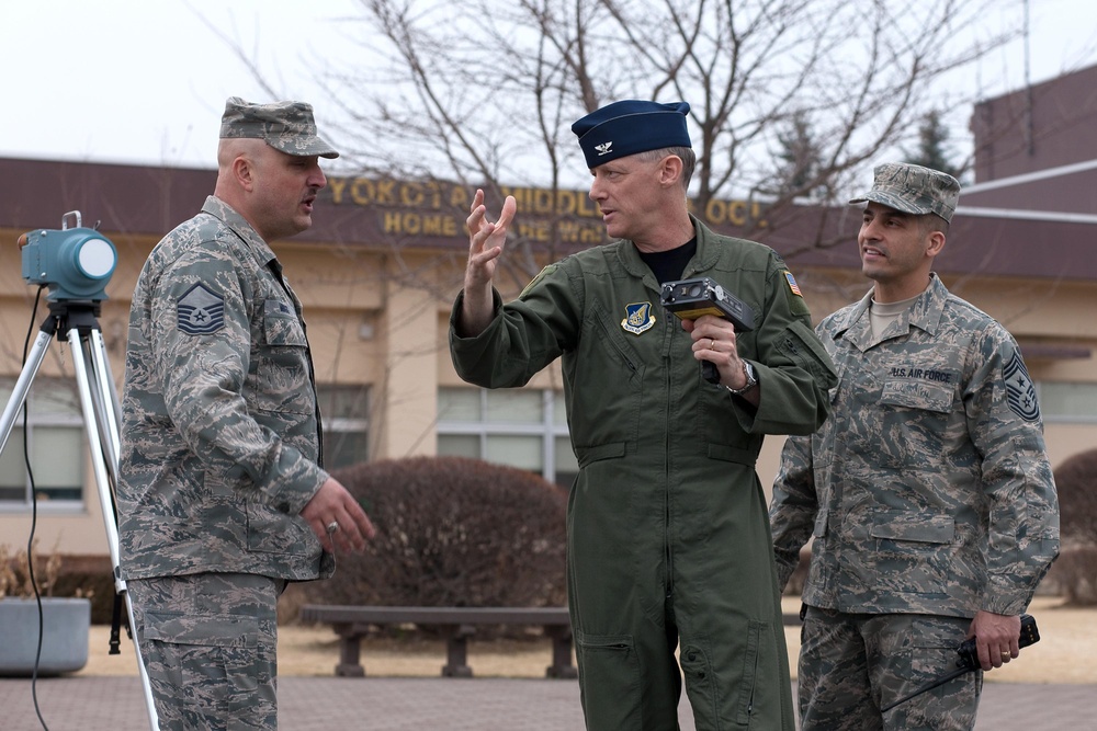 Base commander and Comand CMSgt visit Air Sample site