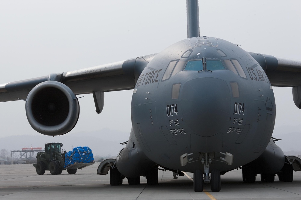 First C-17 touches down in Sendai