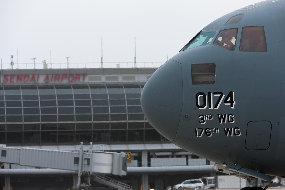 First C-17 touches down in Sendai