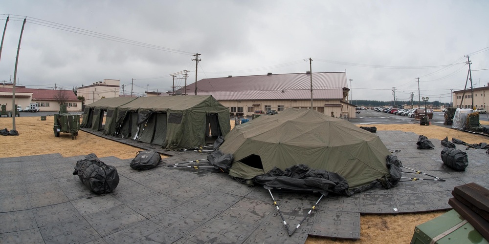 Tents provide additional workspace at Yokota