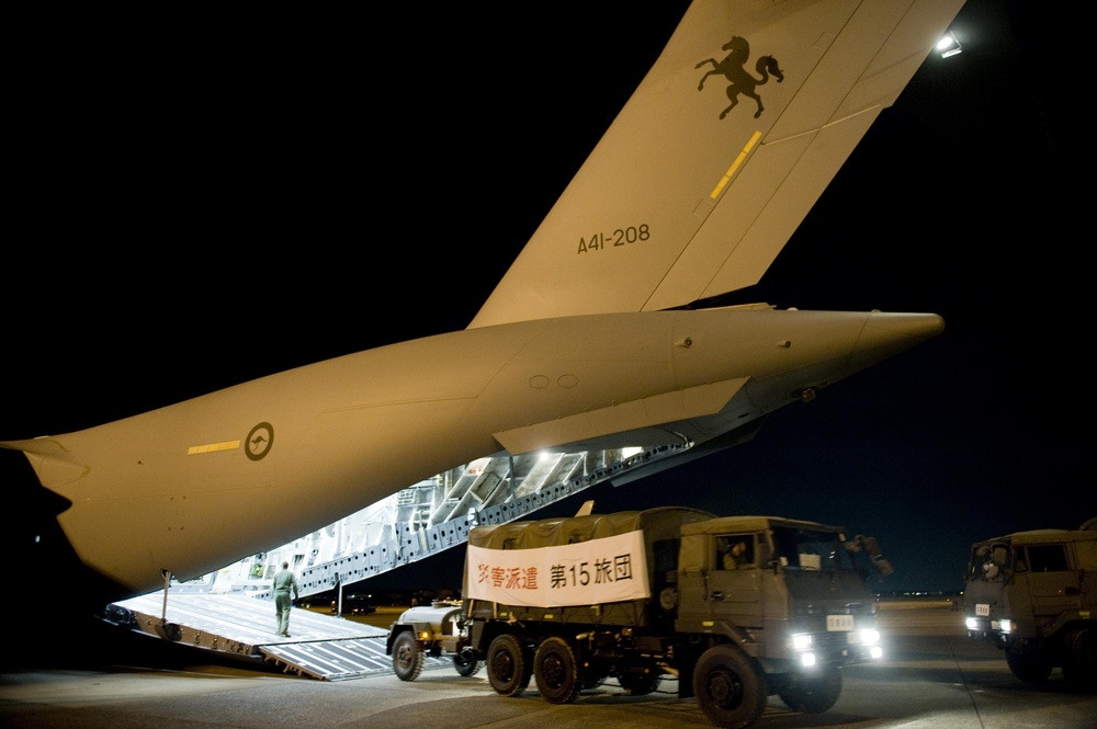 RAAF C-17 flying around the clock in Japan