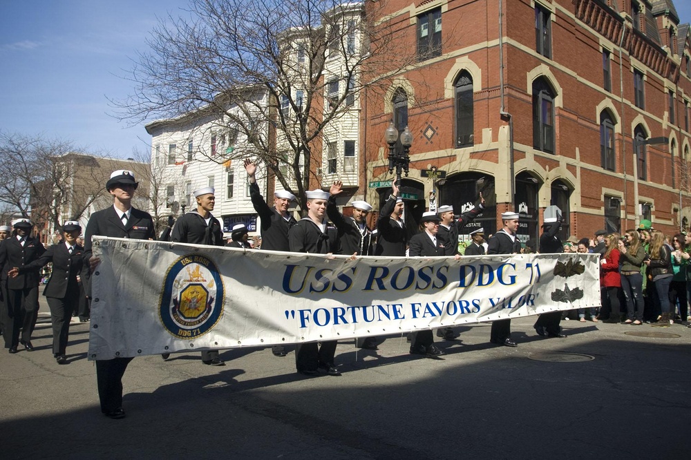 USS Ross Sailors March in Boston St. Patrick's Day Parade