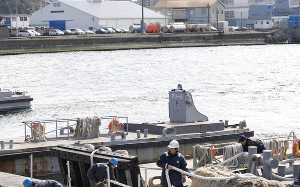 U.S. Navy Barge filled with fresh water, departs Fleet Activities Yokosuka to support cooling efforts at the Fukushima Daiichi nuclear power plant