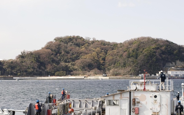 US Navy Barge filled with fresh water, departs Fleet Activities Yokosuka to support cooling efforts at the Fukushima Daiichi nuclear power plant