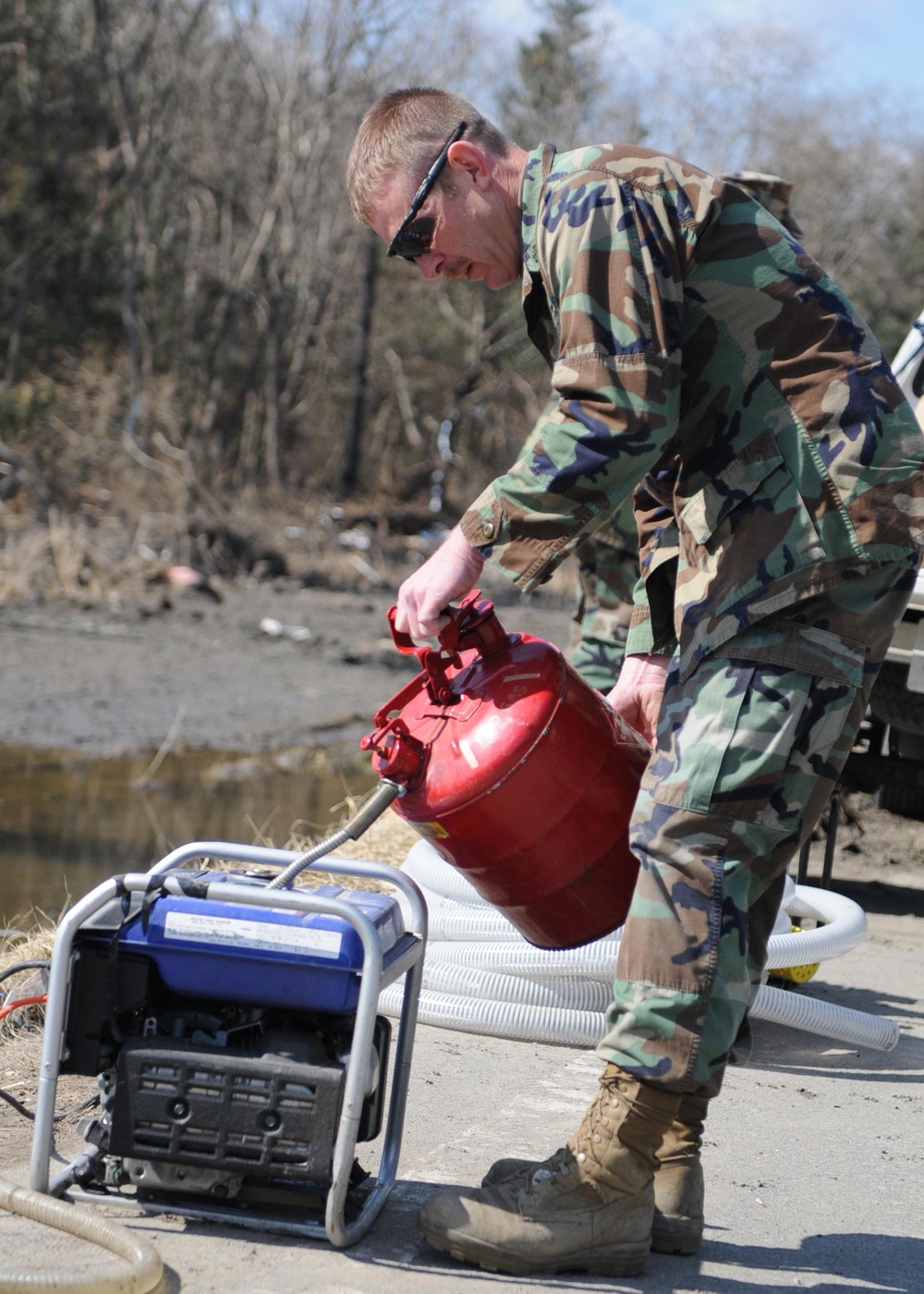 Misawa-based Seabees Dewater Fuel Station