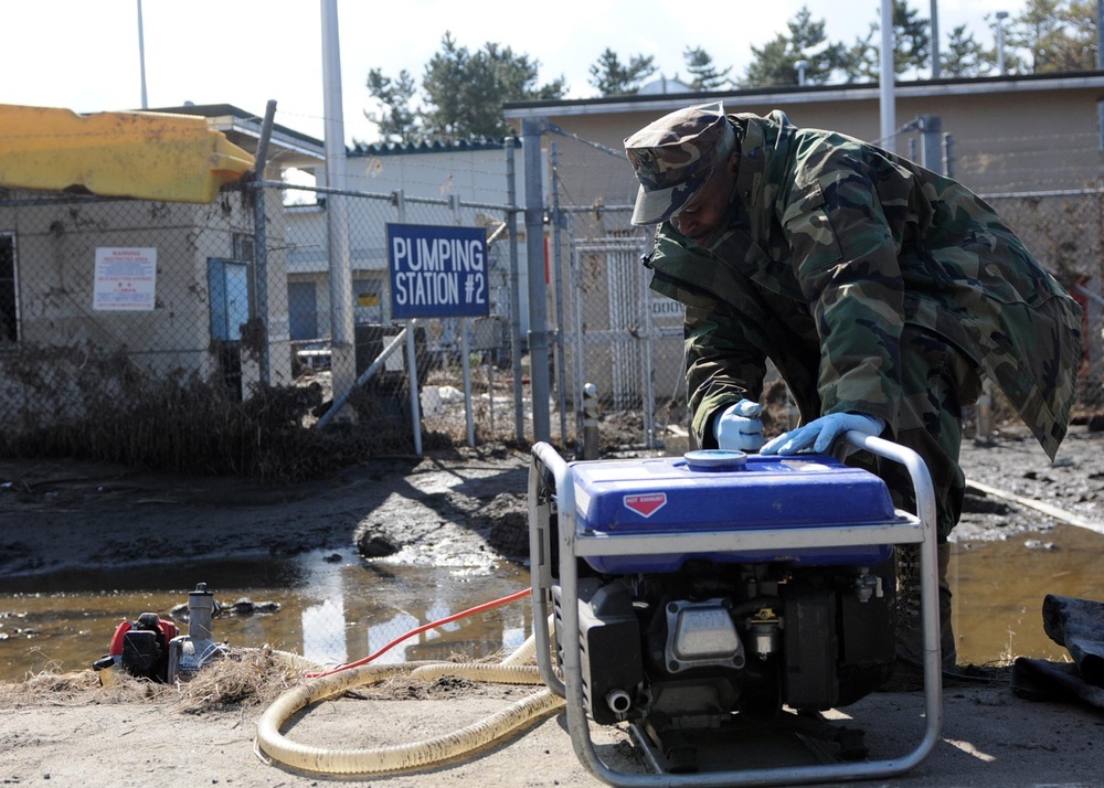 Misawa-based Seabees Dewater Fuel Station