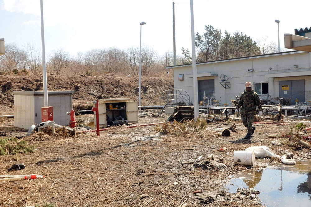 Misawa-based Seabees Dewater Fuel Station