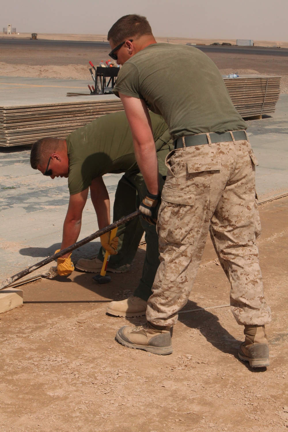 North Carolina Marines tear down flight line on Camp Bastion, Afghanistan