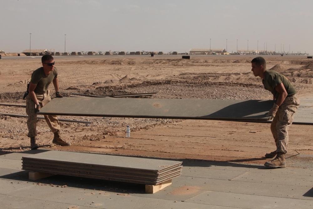 North Carolina Marines tear down flight line on Camp Bastion, Afghanistan