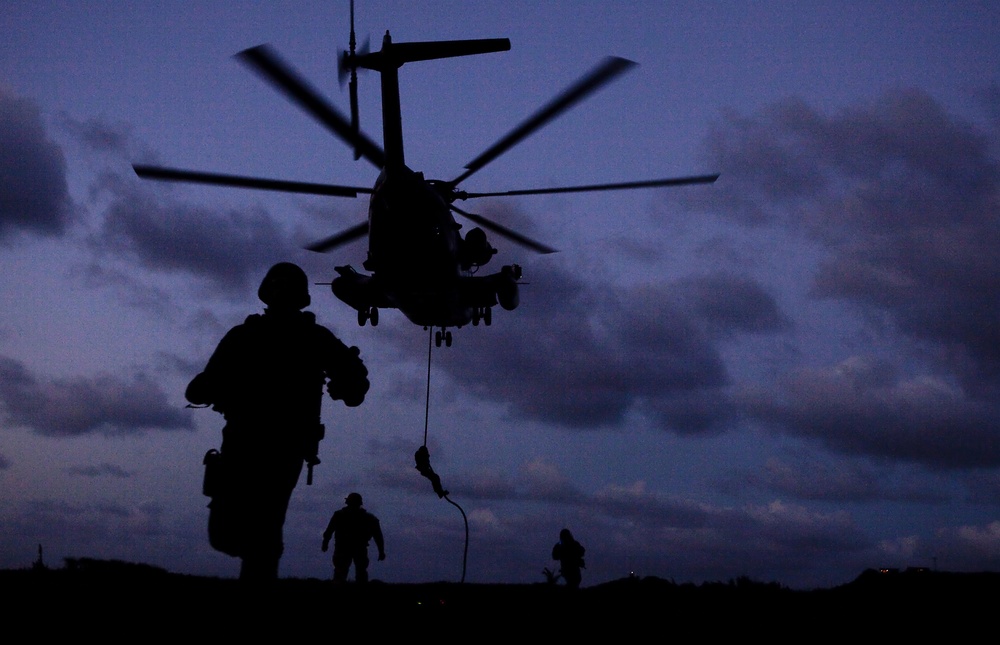 Coast Guardsmen, HMH-363 Marines pair for vertical insertion training