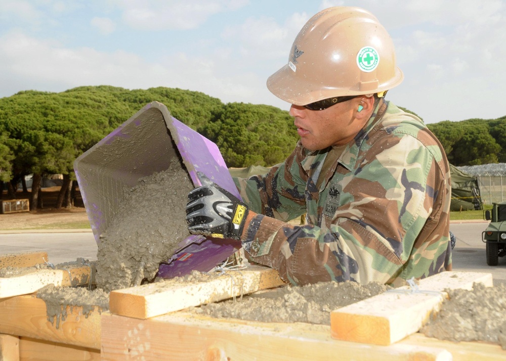 NMCB 74 Seabees Execute Overhead Pour at Camp Mitchell