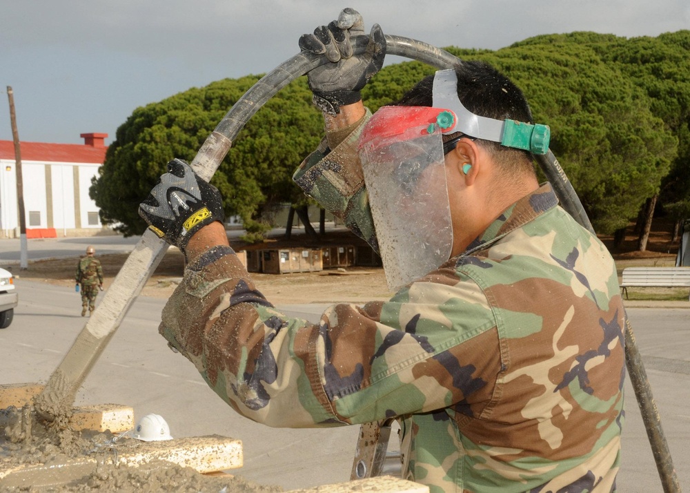 NMCB 74 Seabees Execute Overhead Pour at Camp Mitchell