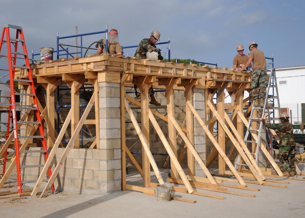 NMCB 74 Seabees Execute Overhead Pour at Camp Mitchell