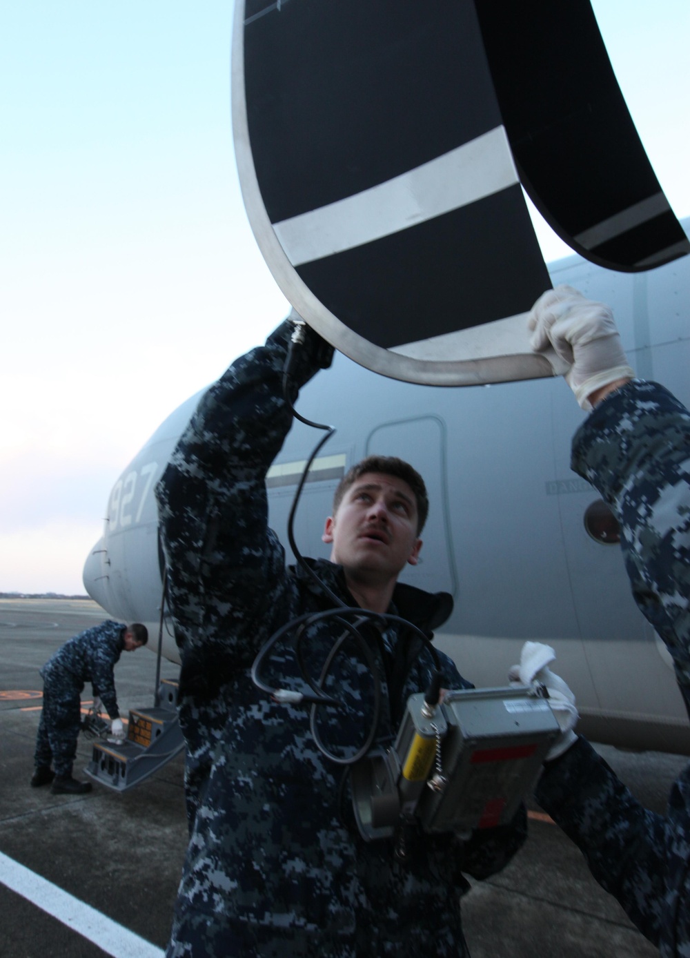 Navy CBRN team scans C-130J before returning to Okinawa