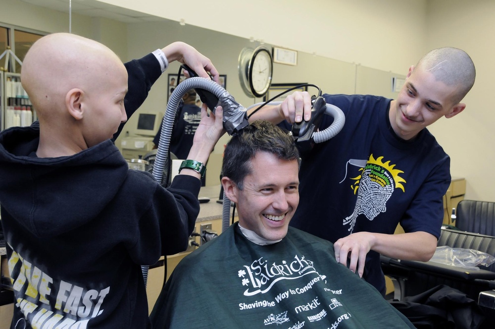 Navy Doctor Gets Hair Cut For St. Baldrick's Day