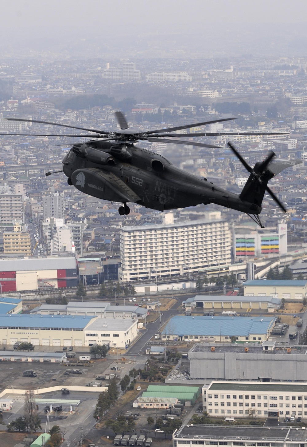 MH-53E Sea Dragon Prepares to Land in Sendai