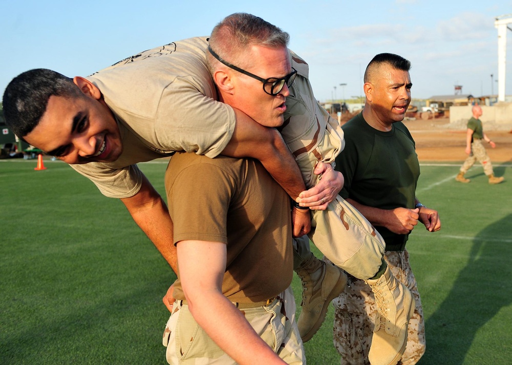 Marine Corps combat fitness test at Camp Lemonnier