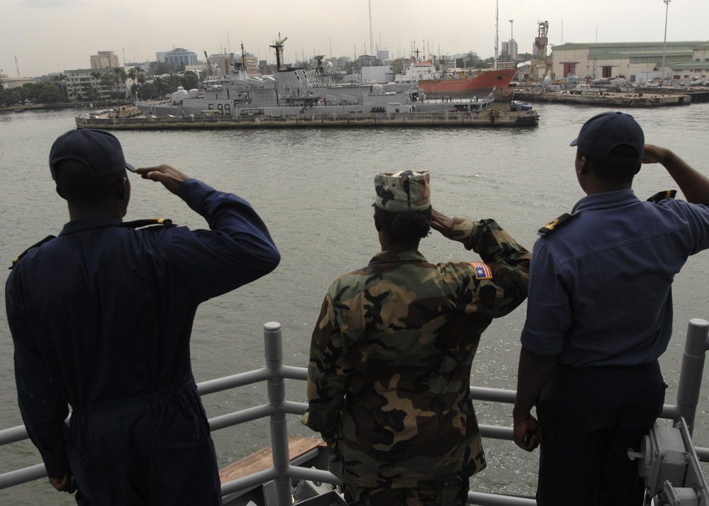 USS Robert G. Bradleypull into Nigeria