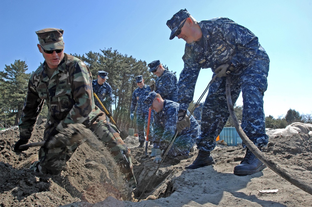 Misawa Chiefs and First Classes Help with Tsunami Recovery