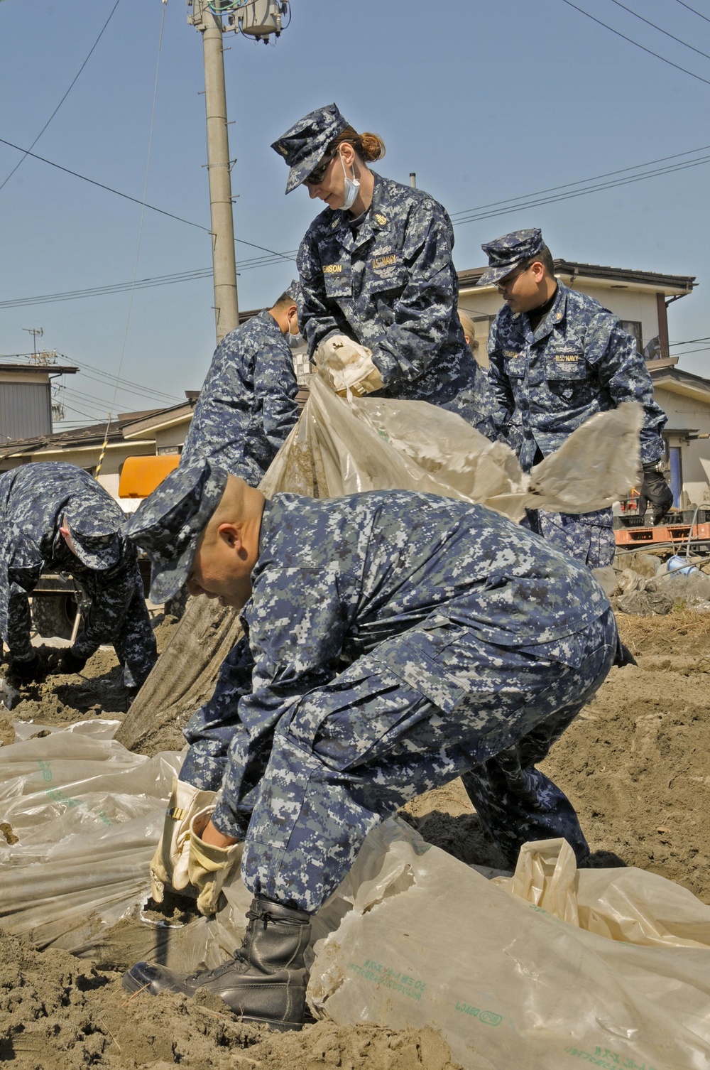 Sailors Clear Debris in Japan