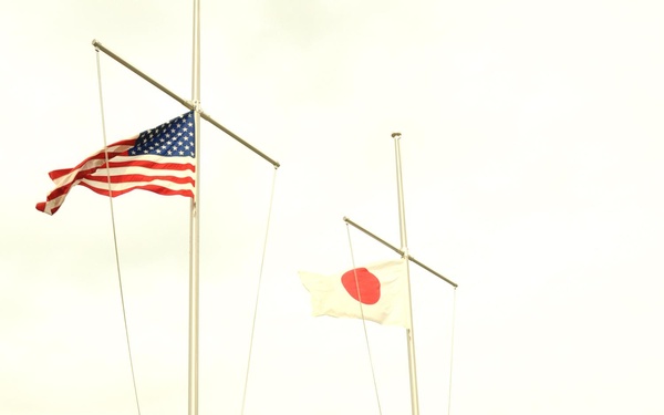 NAF Misawa Sailors Observe Moment of Silence 1 month after Japan Earthquake